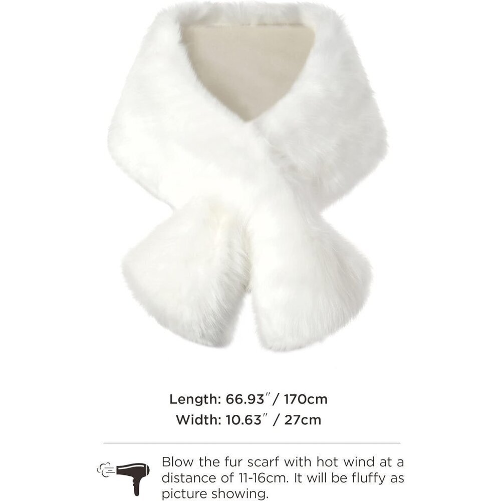 🆕 Women White Large Faux Fur Collar Shawl Scarf Wrap Evening Cape Winter Coat - Picture 4 of 4